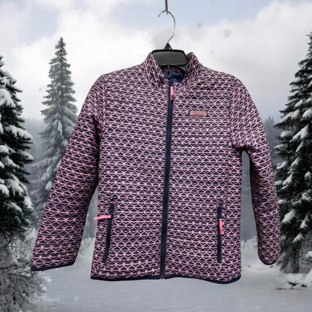 Vineyard Vines Pink and Navy Quilted size large (14) Jacket